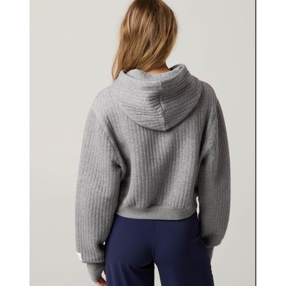 NWT Offline by Aerie Coffee Run Cropped Hoodie Quilted‎ Gray XS - Picture 4 of 13